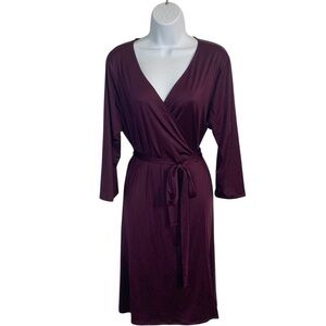LULAROE Wine Colored Long Sleeve Wrap Dress Sz L